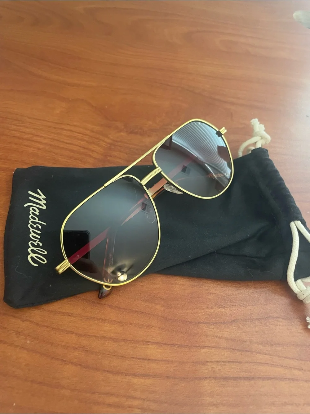 Madewell Gold Aviator Sunglasses with Brown Lenses